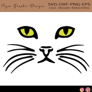 Cat Face with Whiskers Svg-Kitty Svg- Black Cat Svg-Farmhouse-Cat Decor-Cat Sign-SVG-DFX-PNG-Eps-Cricuit-Silhouette-ScanNCut-Brother