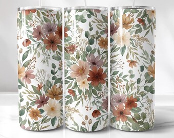 Western Floral Skull, 20Oz Tumbler Template - Digital Sublimation Png | Instant Download