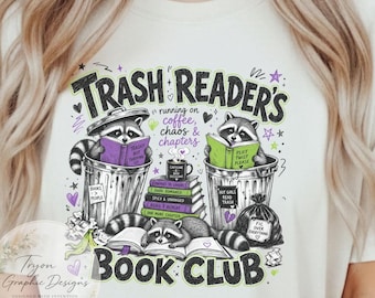 Trash Readers Book Club PNG: Funny Raccoon Dark Romance Design (Digital Download)
