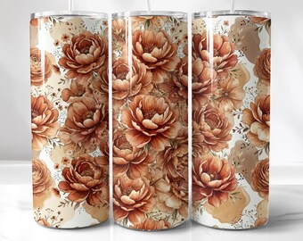 Tumbler Wrap | Bull Skull Boho Floral, Western Sublimation PNG - Instant Digital 20Oz File Download