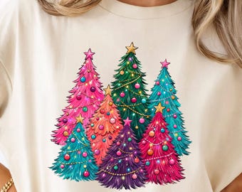Christmas Trees PNG Holiday Tree Clipart Retro Christmas Sublimation Design Instant Digital Download