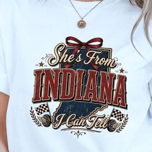 Shes From Indiana, Racing Flag Sublimation PNG | Hoosier Pride - State Silhouette - Digital Download