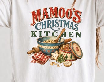 Mamoos Christmas Png, Vintage Blue Mixing Bowl | Sublimation Shirt Design | Farmhouse Baking Art