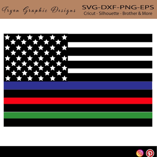 Blue Green Red Line Flag Svg- Back The Blue Svg-Back the Red-Back the Green -American Flag Svg