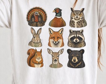 Woodland Animals Png | Rustic Cabin Wildlife Grid - Sublimation File, Deer, Fox, Owl, Bear, Turkey