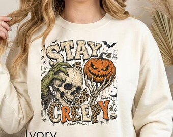 Stay Creepy Skull | Purple Leopard Jack O Lantern PNG - Gothic Sublimation Transfer, Witchy Decor