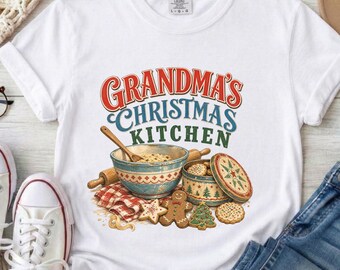 Grandmas Kitchen Png, Vintage Baking Bowl Graphic - Farmhouse Christmas, Sublimation, Digital Download