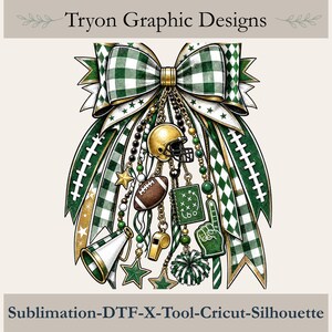 Green White Football, Gingham Spirit PNG | Sublimation DTF | XTool Craft