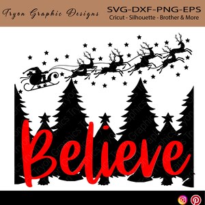 Acredite no Natal svg-Santa Sleigh Reindeer Holiday Decor-Xmas Design-Mom Life Camiseta Svg, Mom Svg-Cricut-Silhouette-Cameo-Brother-ScanNCut