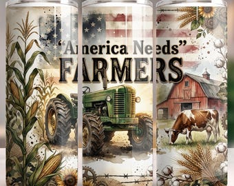 Farmer Tumbler Wrap, Red White Blue Sublimation Art - 20Oz | Instant Download | Rustic Decor