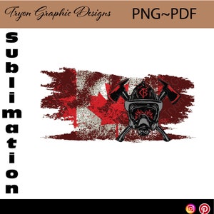 Canadian Firefighter Sublimation Design: Flag & Helmet (Digital Download)