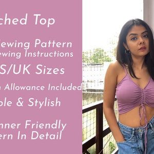 Sleeveless Ruched Top In 6 US/UK Sizes Digital Sewing Pattern PDF With Sewing Instruction In Detail | Easy To Follow | Simple & Stylish