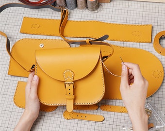 DIY Genuine Leather Bag Kit in Four Colors with Tutorial Video Cute Christmas Gift