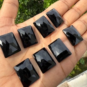 AAA  Black Onyx Rectangle Rose Cut Cabochon Wholesale Gemstones, All Sizes Available 4x6 To 20x30MM