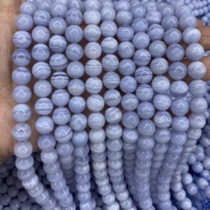 Natural Blue Lace Agate Smooth Round Beads 8mm,10mm 15.5 Full Strand
