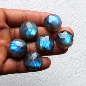 AAA Quality  Labradorite Faceted Gemstone, Rose cut, Round Shape, Labradorite,  Blue Flashy Gemstone 5mm to 30mm for Jewellery
