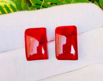 AAA Red Ruby Quartz Gemstone Rectangle Cabochon Flat Back Calibrated Size4x6,5x7,6x8,7x9,8x10,9x11,10x12,10x14,12x16,13x18,15x20,20x30 mm