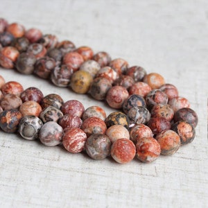 Natural Leopard Skin Jasper Beads, Round Gemstone Loose Beads, Size  6mm 8mm 10mm, 15.5&#39;&#39; Strand