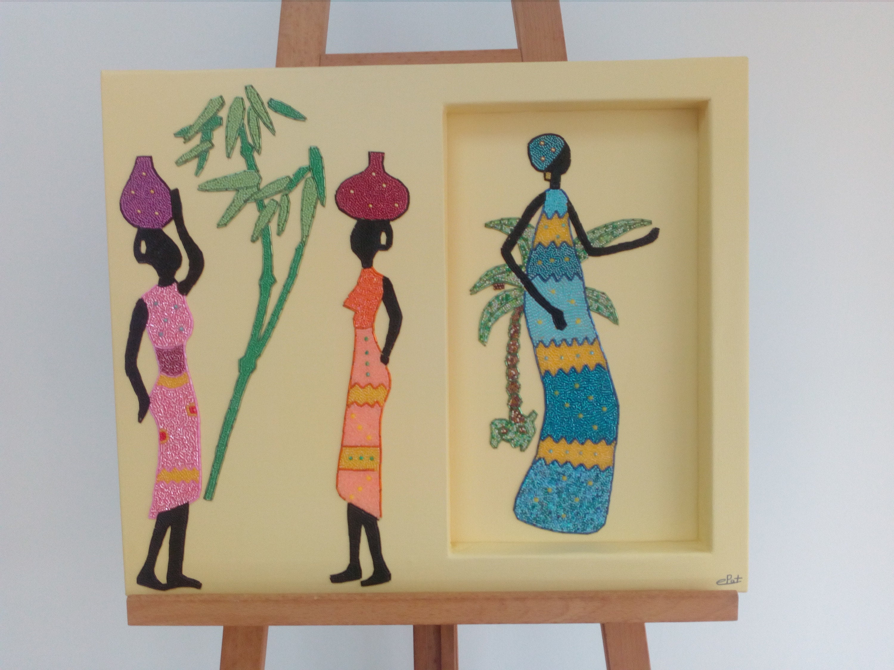 Tableau Niche Fait Main - en Perles de Rocailles Duo Africaines