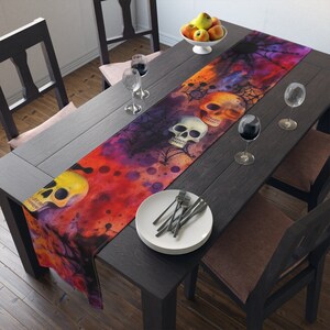 Halloween Orange Tie-Dye Table Runner