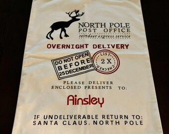 Santa Sack . Personalised Embroidery with your Christian Name