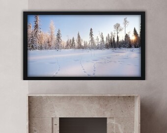 Magical White Winter Forest Digital Download for Samsung TV Frame | High-Resolution | Instant Winter Wonderland Upgrade | Snowy Living Room