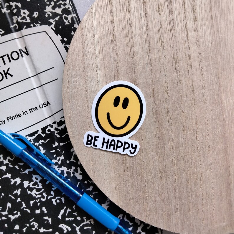 Be Happy Smiley Face Sticker - Etsy