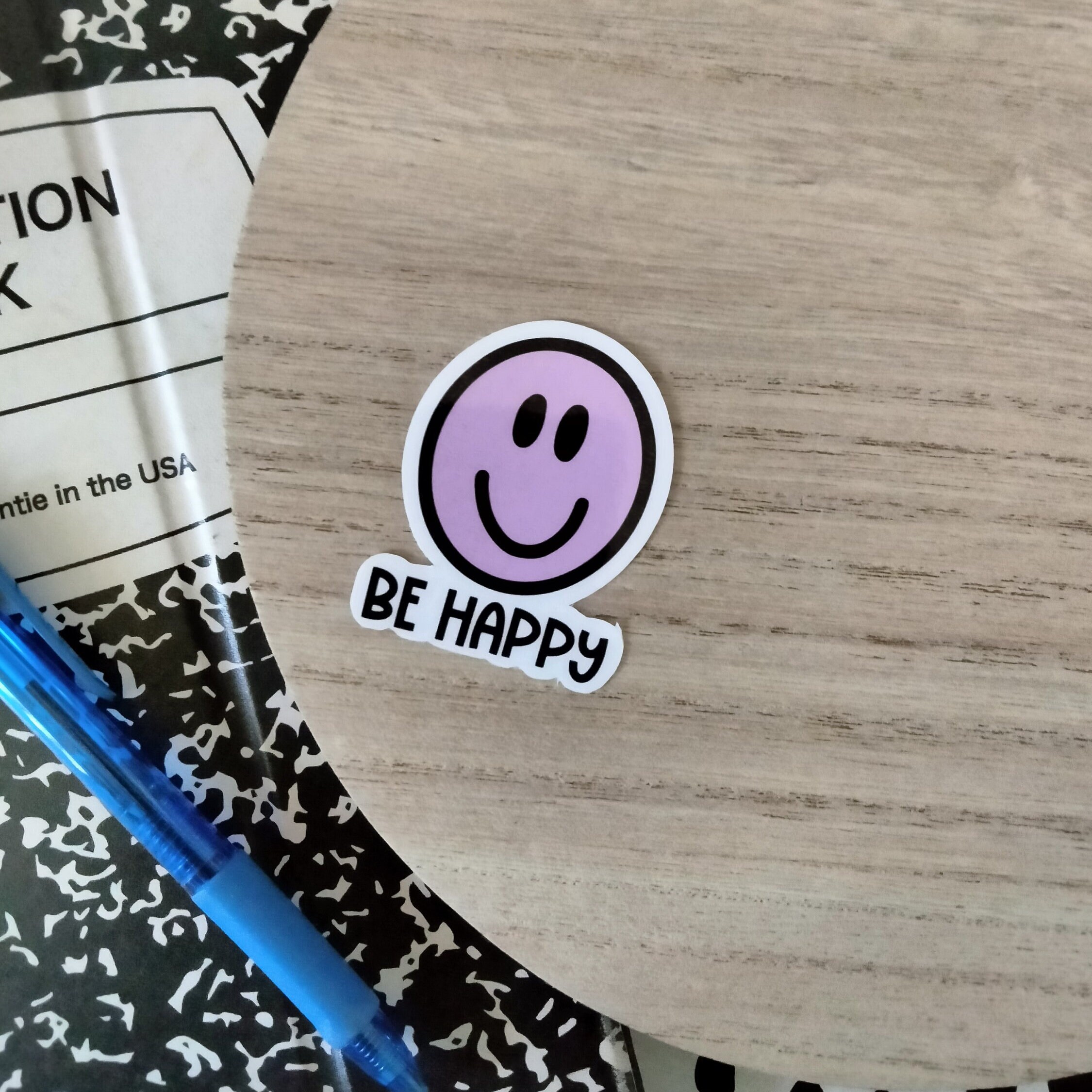 Be Happy Smiley Face Sticker - Etsy