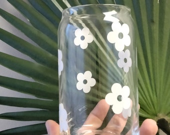 Retro Daisy Flower Glass Cup