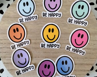 Be Happy Smiley Face Sticker