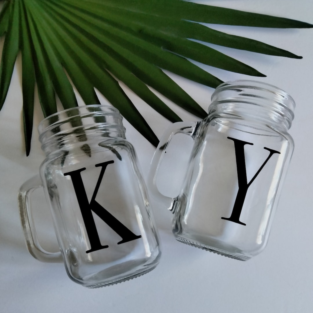 Lettering Jars Custom Letter Mason Jar Cup - Etsy