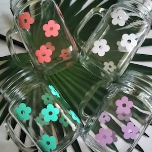 Retro Daisy Flower Mason Jar Cup