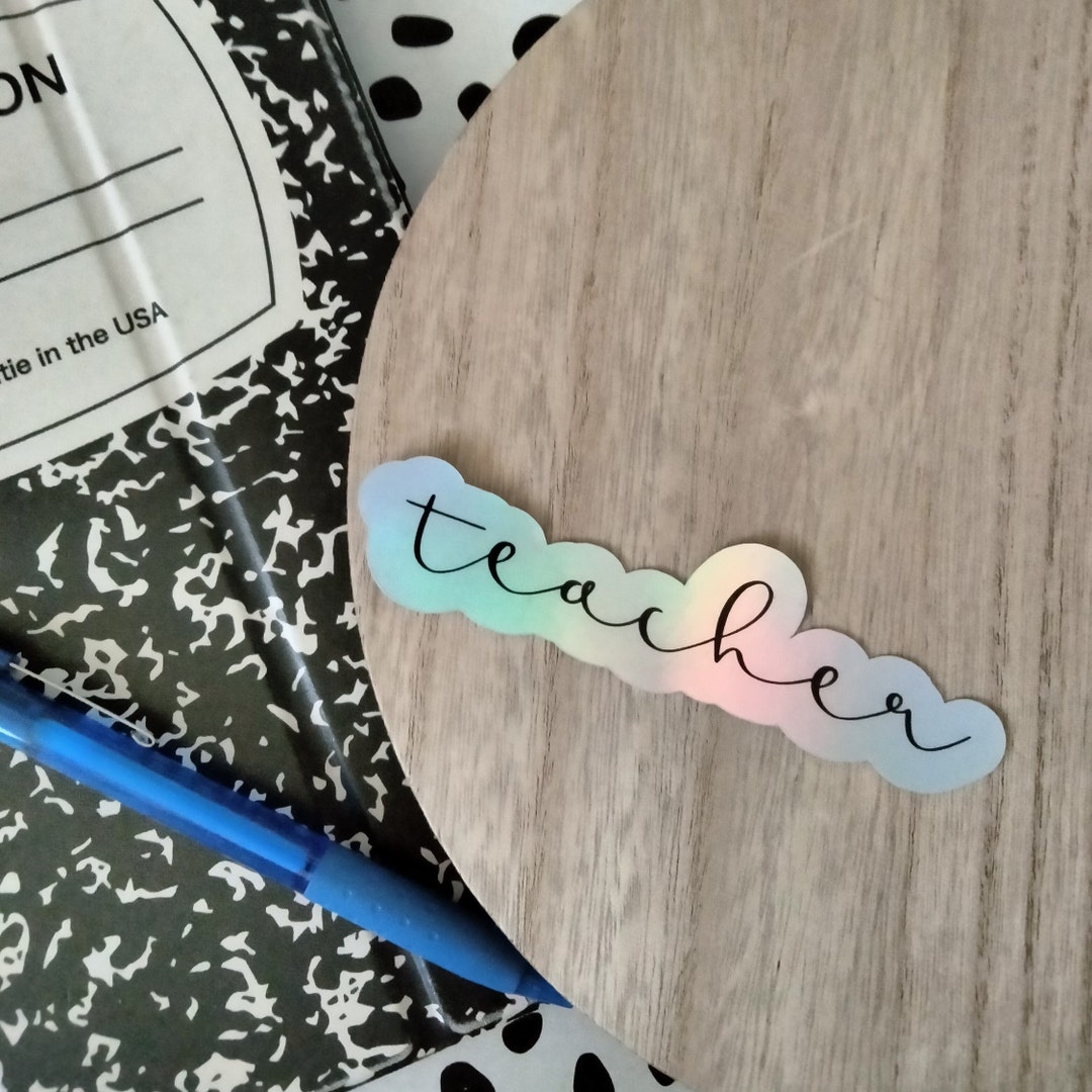 Teacher Cursive Holographic Sticker - Etsy