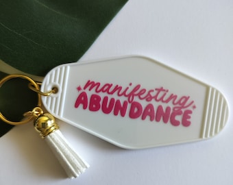 Manifesting Abundance Keychain | Affirmation Motel Keychain | Positive Affirmation Keychain | Self- Love Keychain | Vintage Keychain