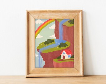 Original Colorful Art Print | 8x10 Vintage Boho Nursery Wall Decor