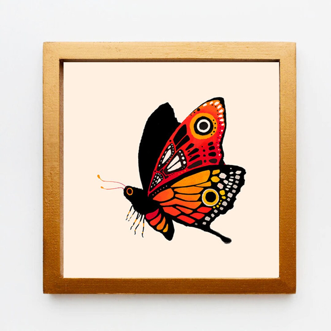 Colorful Original Boho Butterfly Moth Art Print | 8x10, 8x8 Home Wall ...