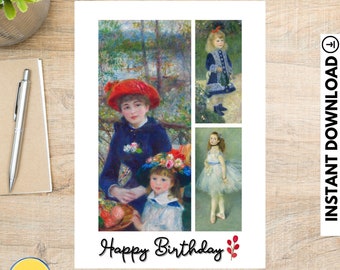 Renoir Birthday Card Printable, Art Teacher Birthday Card, Famous Artists cards for women, Art Lover Birthday Card, French Art Gifts