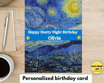 Van Gogh Geburtstagskarte, Geschenk für Künstlerin, Sternennacht Karte, Künstler Geburtstagskarte, Geburtstagskarte für Künstler, Kunst Geschenk