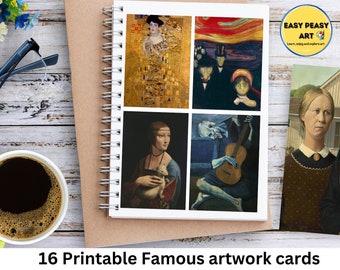 Tarjetas didácticas de pinturas famosas imprimibles, impresiones de artistas famosos, tarjetas de bellas artes, historia del arte para niños, tarjetas de arte Montessori Descarga digital