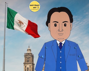 Diego Rivera , Digital Paper Doll, Mexican artist, Cut Out Doll, Printable Doll, Famous Artist,Paper Puppet, Paper dolls, Art for kids