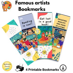 Art bookmarks, Frida Kahlo bookmark, Van Gogh bookmark, Salvador Dali, Famous artist, Unique bookmark, Yayoi Kusama, Art history gift