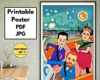 Famous Artists poster printable, Art Classroom decor,  Art teacher gift, Artist gifts for women, Art History poster, Art student gift