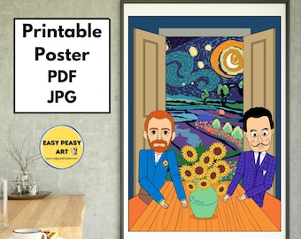 Famous Artists Art Class Decor, Van Gogh Art Class poster, Famous Artists printable, Art lover gift, Printable Fun Art Poster