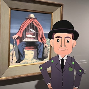 Bambola articolata di René Magritte, bambola di carta di un famoso artista, regalo di un artista surrealista, bambola maschile ritagliata, bambola stampabile di belle arti, regalo per gli amanti dell'arte