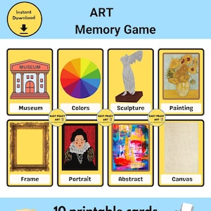 Juego de memoria de arte para niños pequeños y preescolares, Tarjetas de memoria con arte para niños, Juegos de combinación para niños pequeños, Juegos Montessori para niños pequeños
