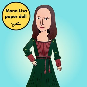 Mona Lisa Aktivität für Kinder, Kunstgeschichte für Kinder, berühmte Gemälde, berühmte Künstler, Papierpuppe, Kunstgeschichte für Montessori-Klassenzimmer