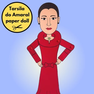 Druckbare Papierpuppe, Digitale Papierpuppe, Tarsila do Amaral, berühmte Künstler, Gliederpuppe, Papierpuppe, Kunst für Kinder, Papierpuppen