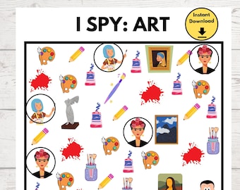 I spy, I spy printable, Look and find, I spy for kids, Art look and find, I spy art, Seek and find, Road trip printable, Worksheets for kids