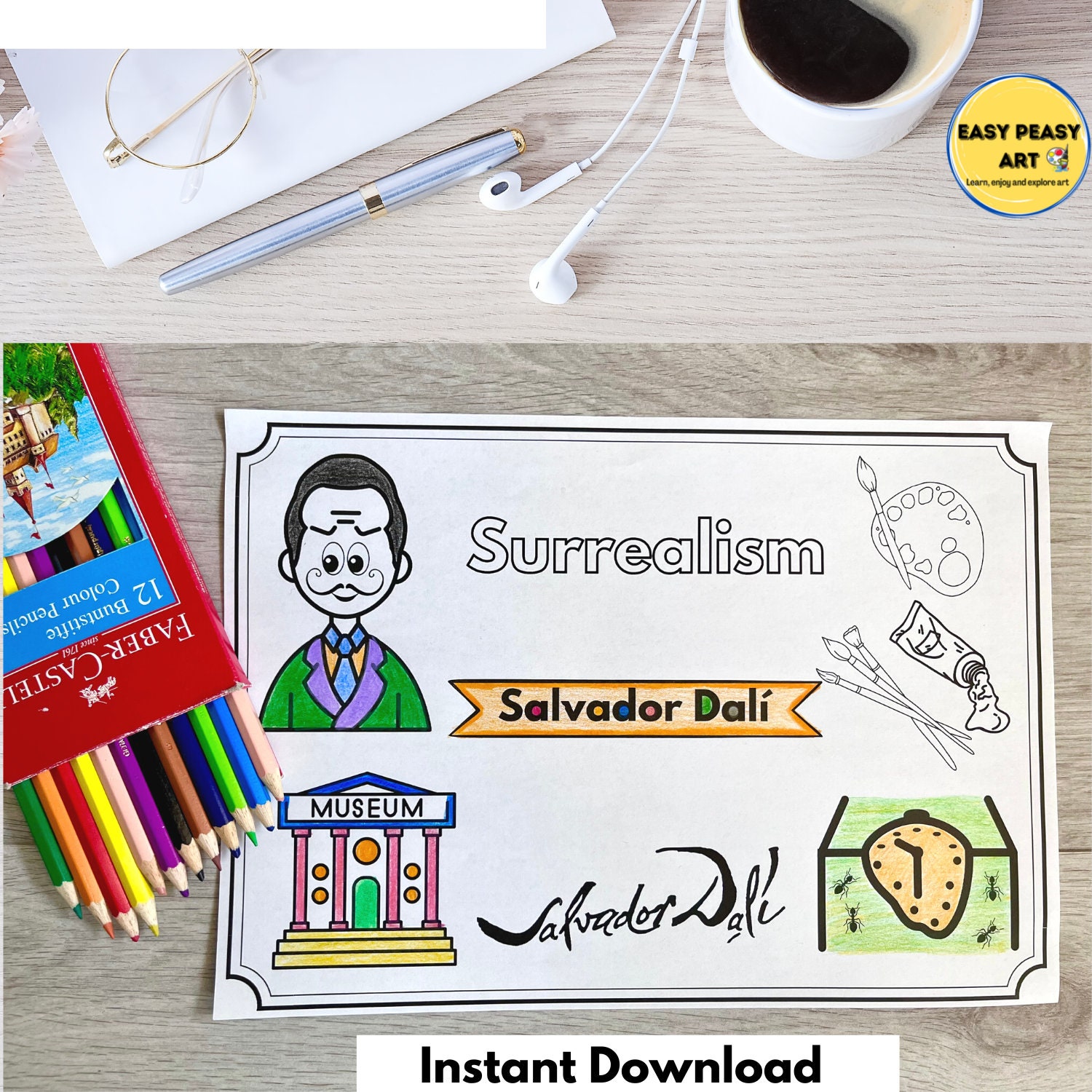 Famous Artists Coloring Pages Vincent Van Gogh Coloring Page - Etsy UK