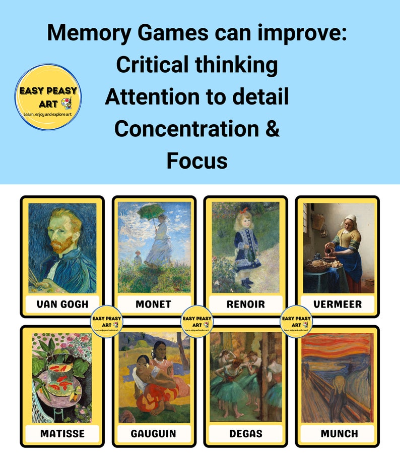 Art Matching Cards, Matching Game for Toddlers and Preschoolers